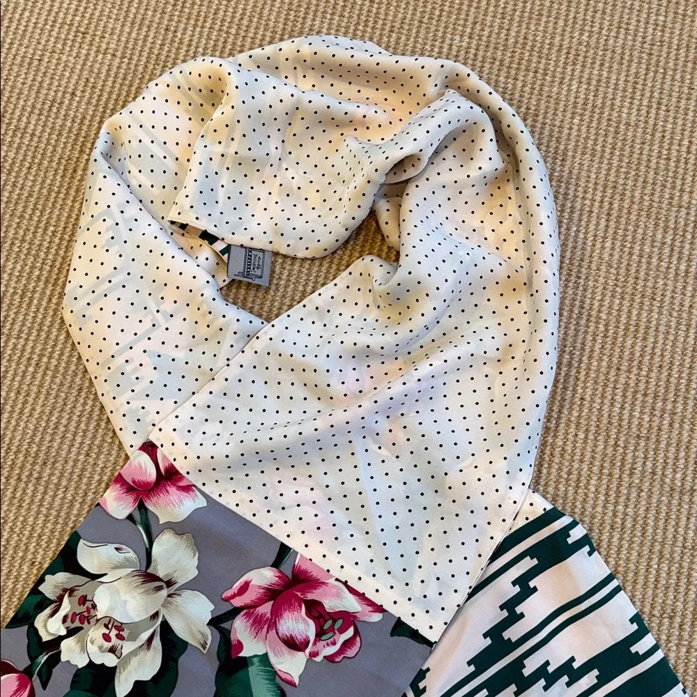 Handmade Long Silk Scarf by Earthly Possessions- w/3 Fabrics